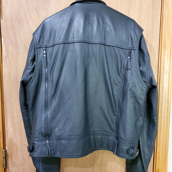 HARLEY-DAVIDSON BLACK LEATHER MOTORCYCLE JACKET HEAVY DUTY MEN SIZE XL - Picture 3 of 16